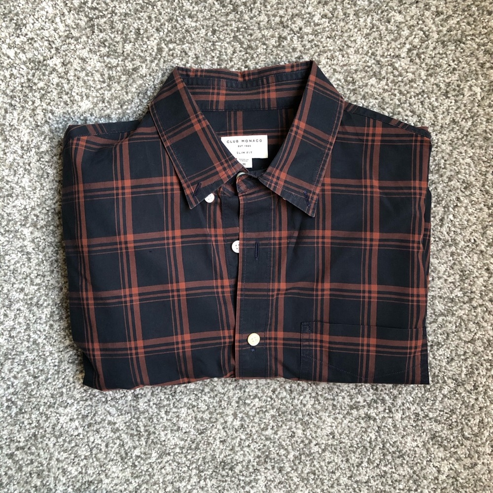 Club Monaco brown plaid button down shirt